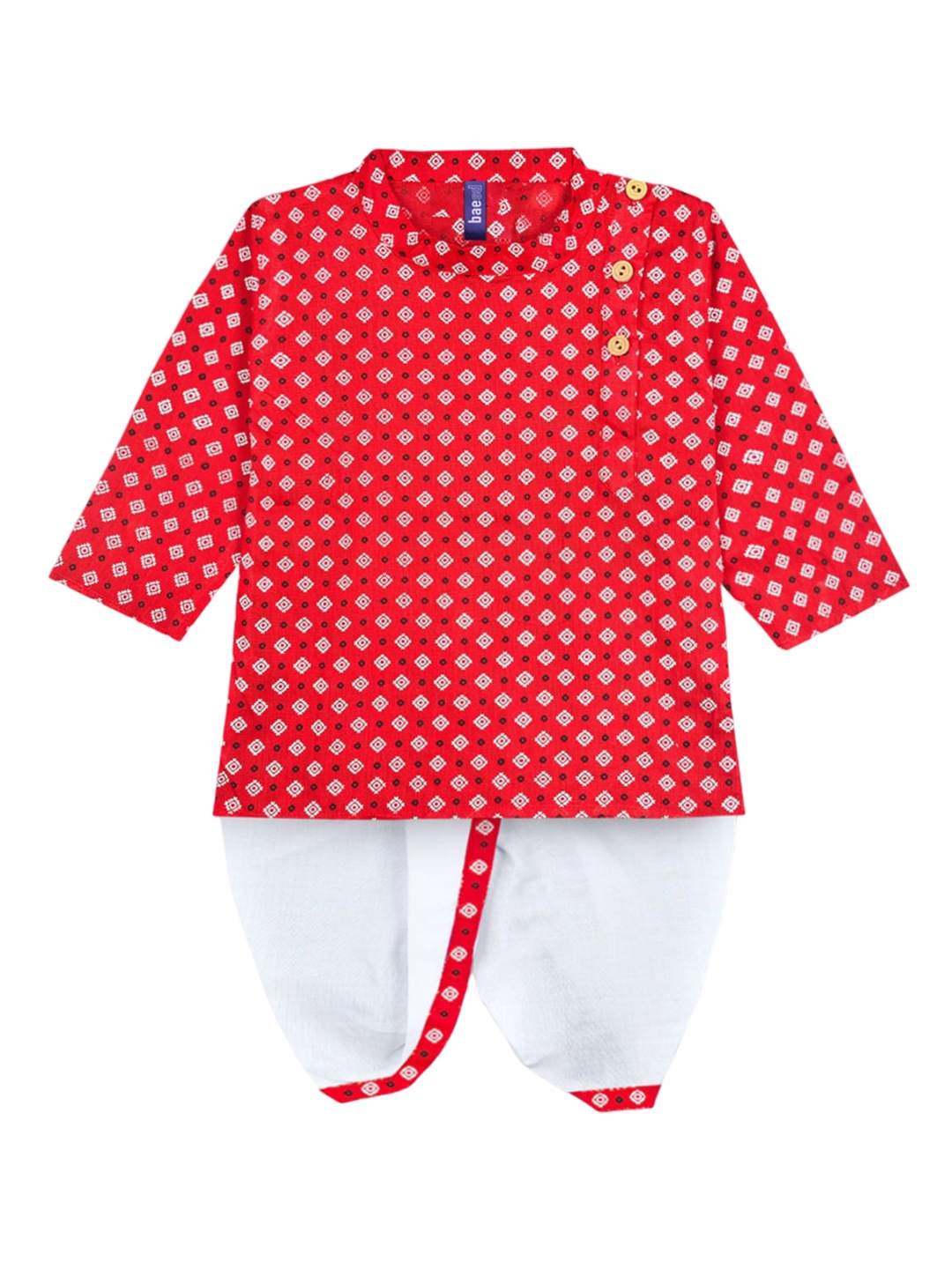 

BAESD Boys Ethnic Motifs Printed Regular Kurta with Dhoti Pants, Red