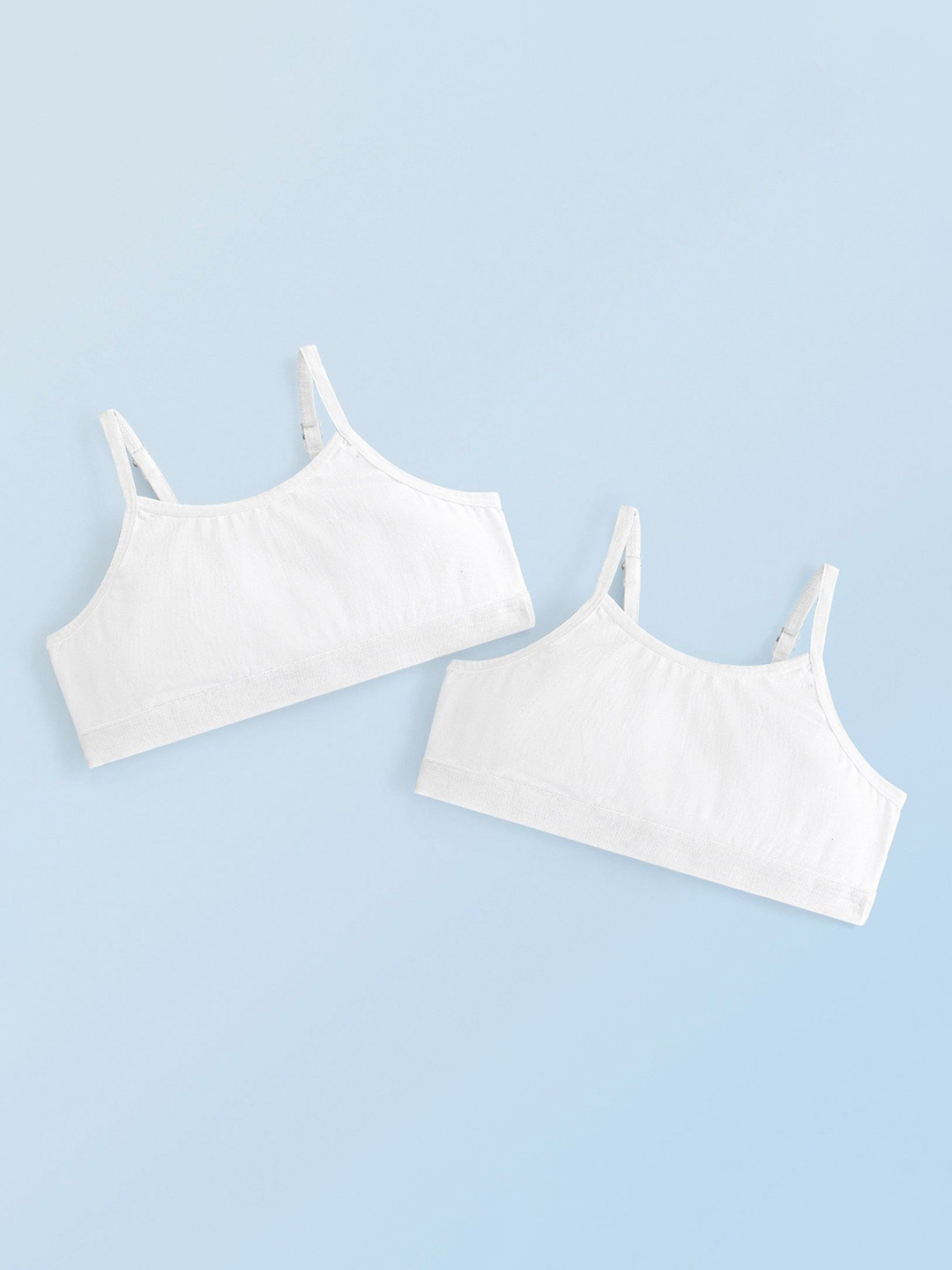 

Honeyhap Girls Solid 2-Pcs Cotton Regular Strap Camisole, White