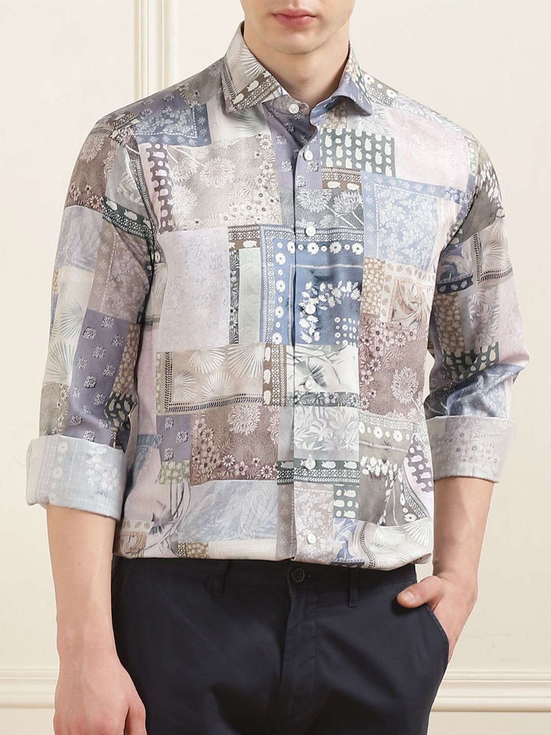 

Eton Men Opaque Printed Formal Shirt, Green