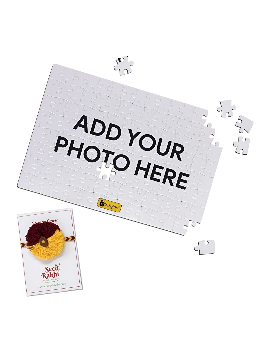 

Indigifts Set Of 2 Seed Plantable Rakhi With Customizable Puzzle, Silver