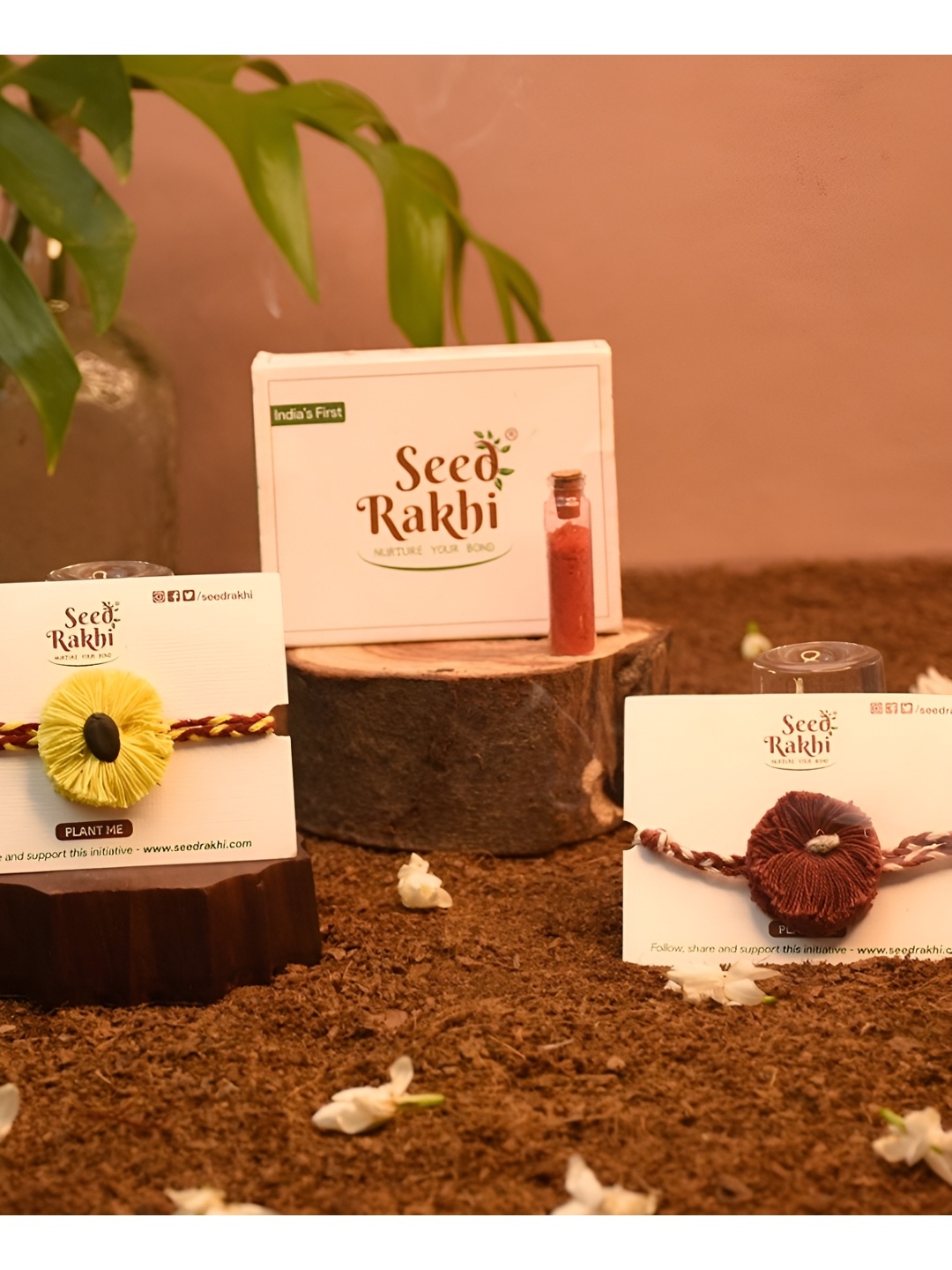 

Indigifts Set Of 2 Seed Plantable Rakhi With Roli, Red