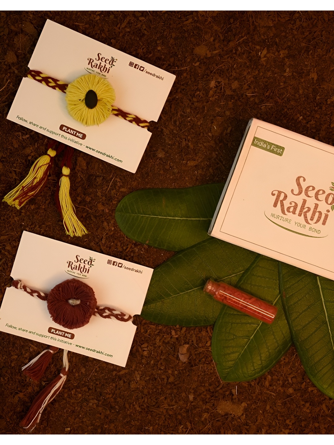 

Indigifts Set of 2 Rakhi With Seeds, Red