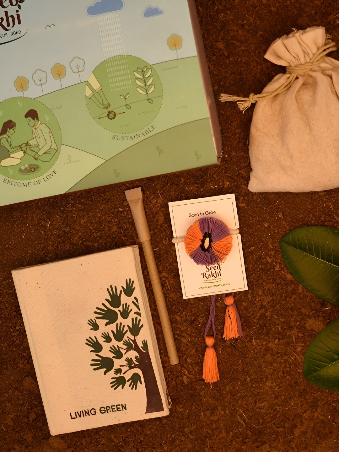 

Indigifts Plantable Rakhi With Seed Diary & Pen, Purple