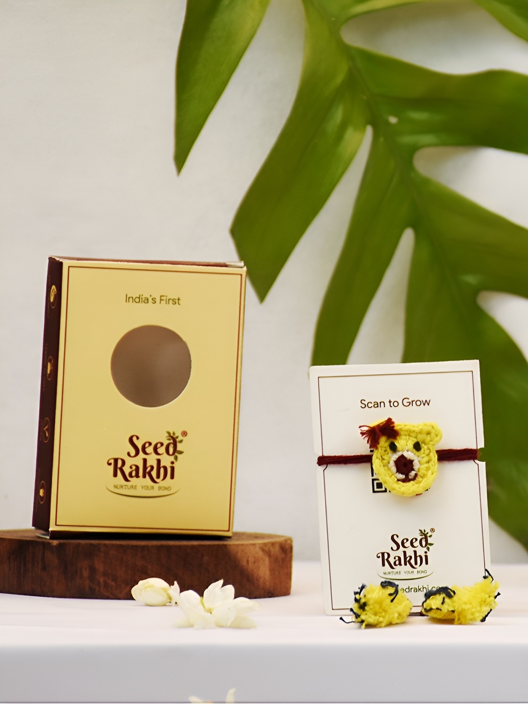 

Indigifts Teddy Charm Rakhi With Seeds Gift Set, Yellow