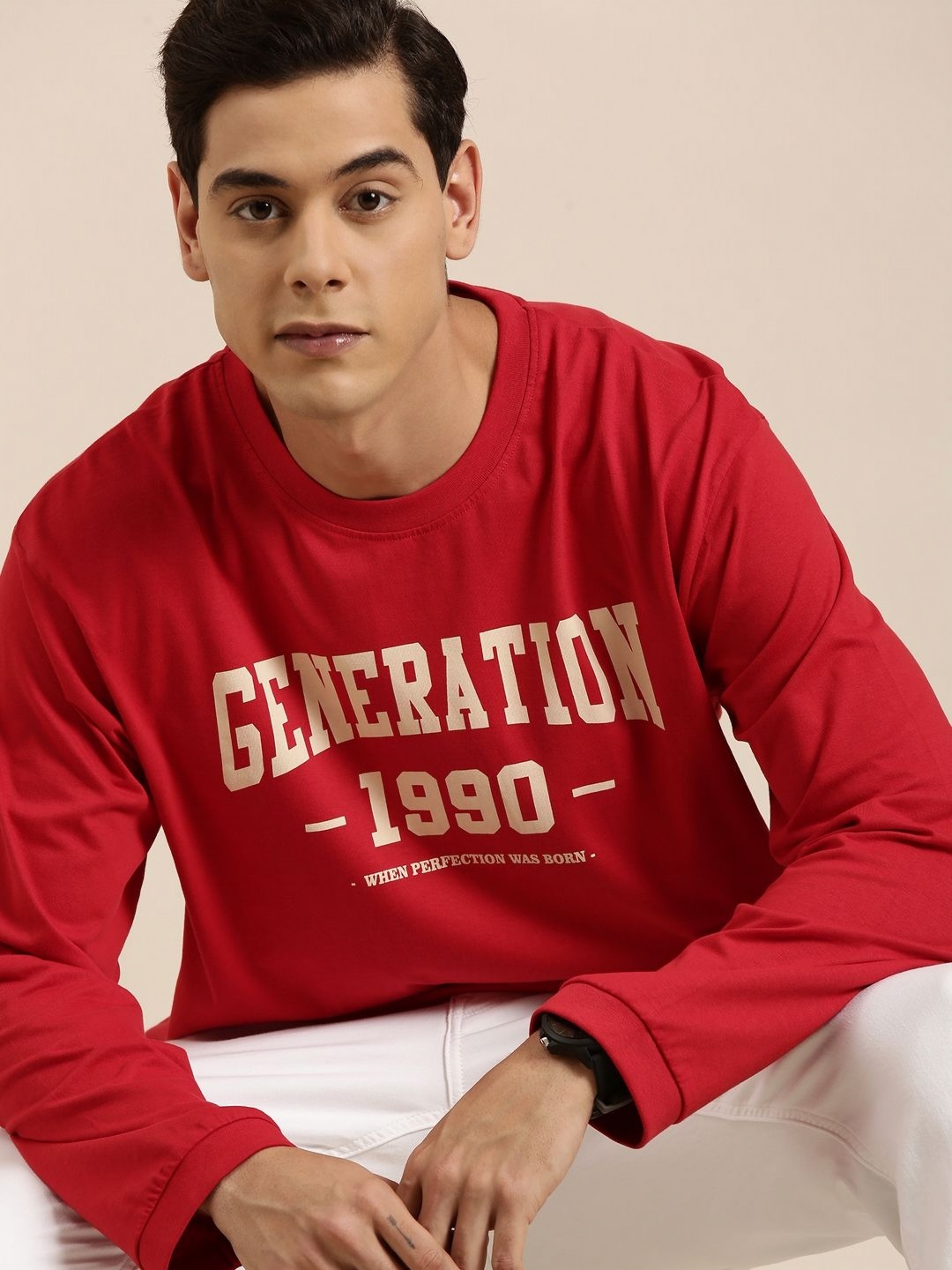 

DILLINGER Men Typography Printed Round Neck Cotton Oversized T-Shirt, Red
