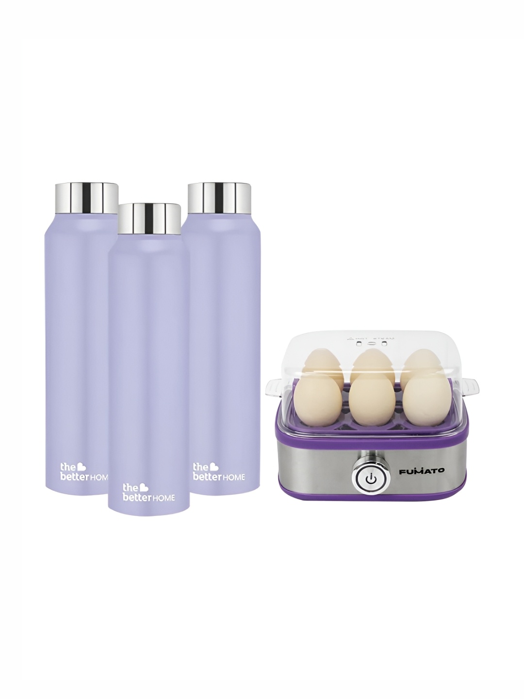 

The Better Home Purple Egg Bolier & 3 Pcs Water Bottle Set