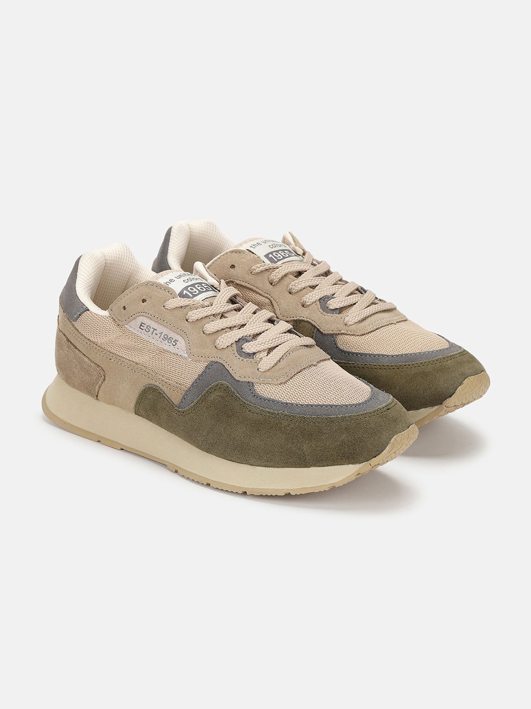 

United Colors of Benetton Men Colourblocked Sneakers, Beige