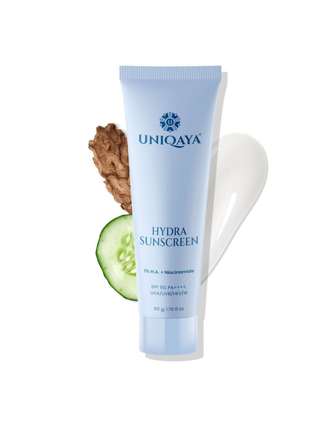

UNIQAYA Hydra SPF60 PA++++ Sunscreen with Hyaluronic Acid - 50 g, Blue