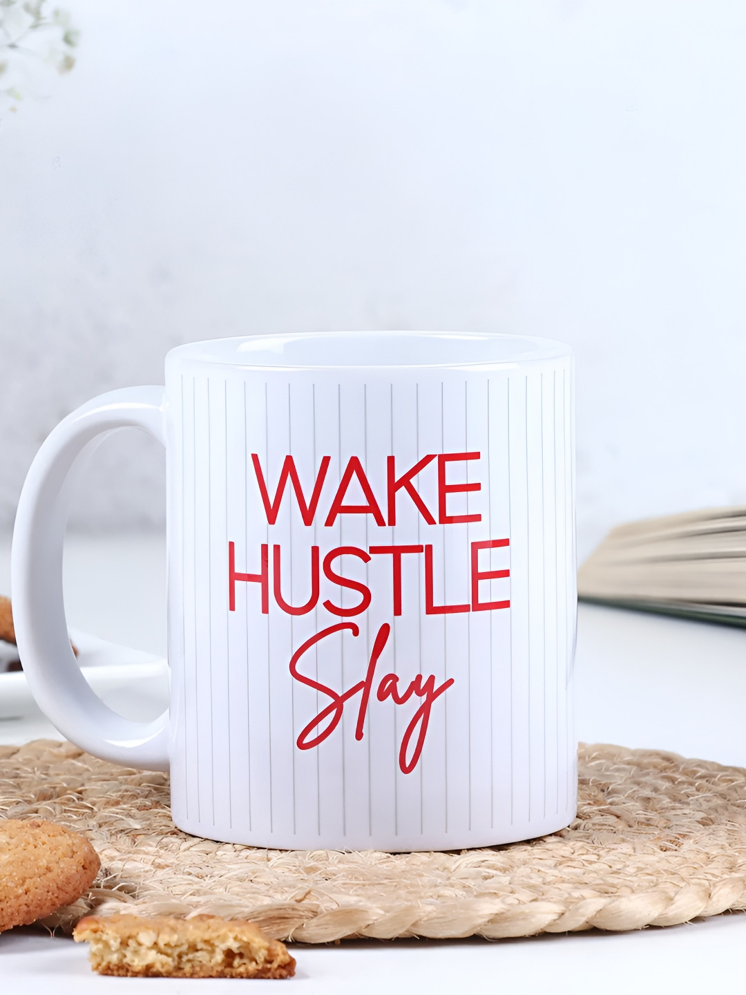 

fnp White & Red Printed Ceramic Glossy Mug 325ml