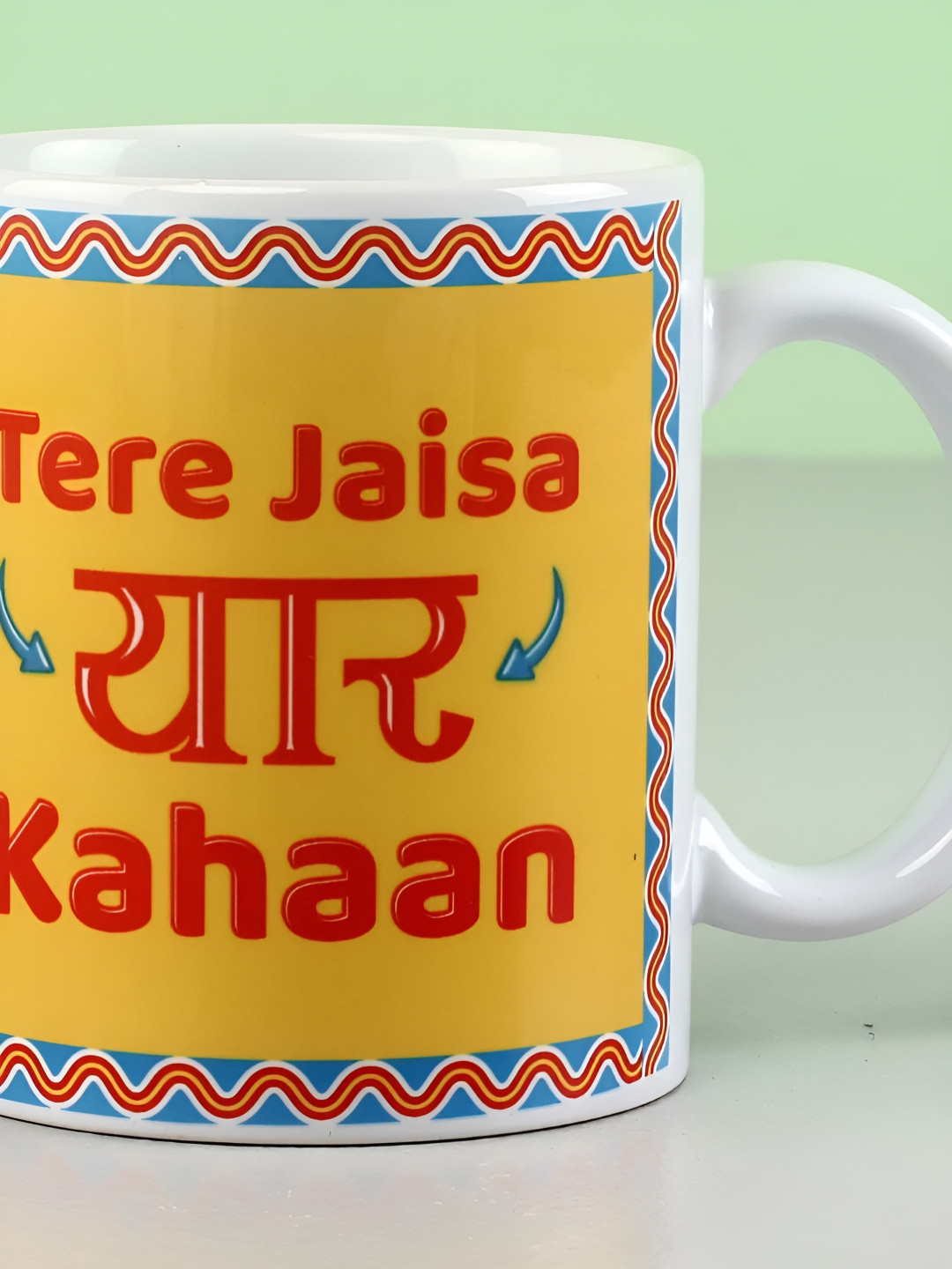 

fnp White & Yellow Printed Ceramic Glossy Mug 325ml