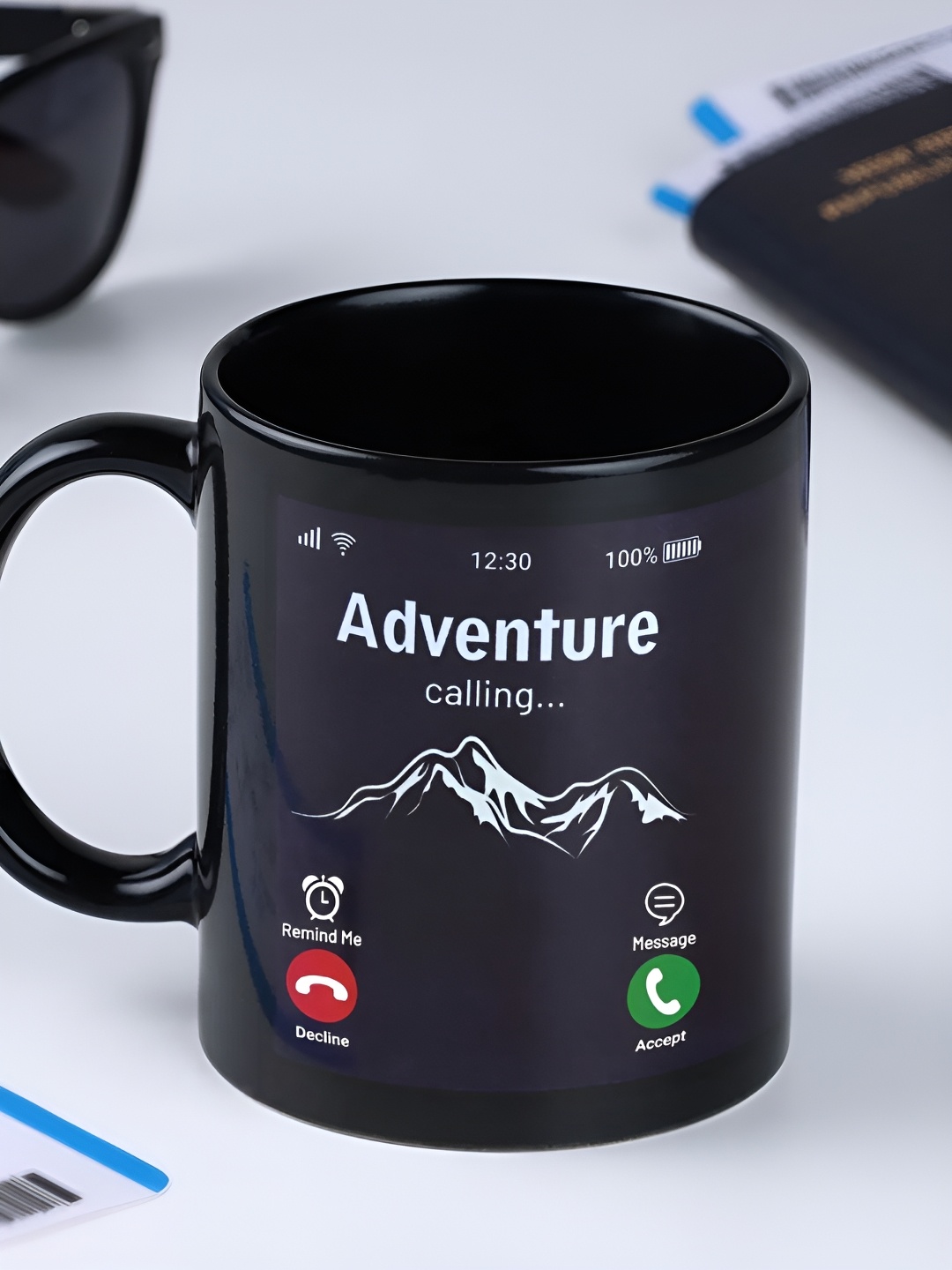 

fnp White & Black Printed Ceramic Glossy Mug 325ml