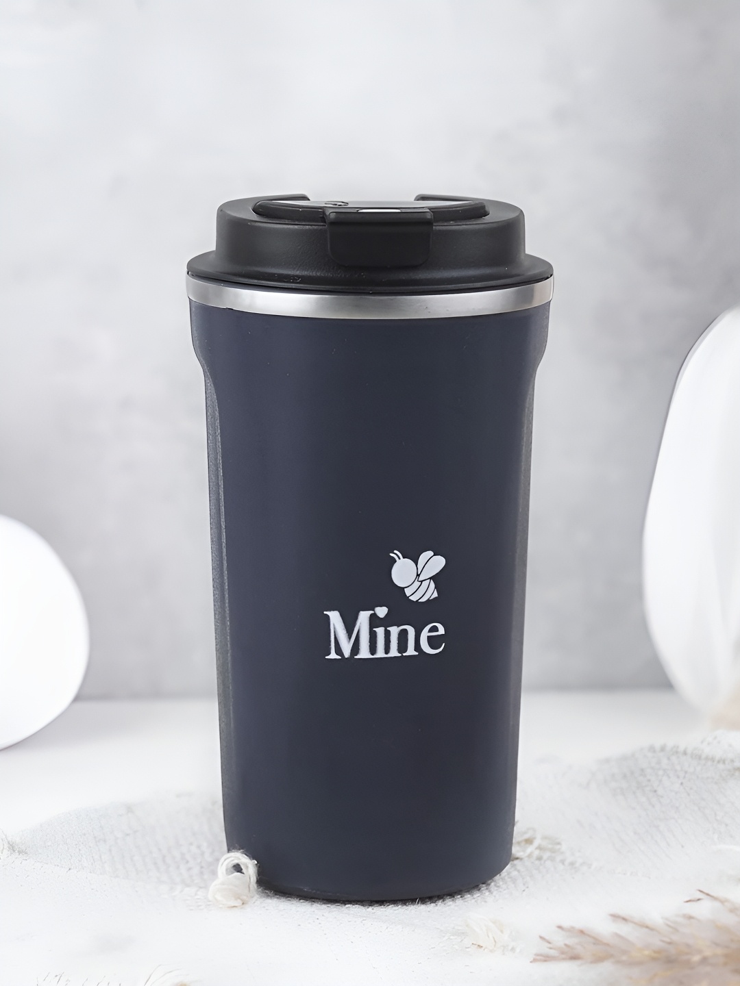 

fnp White & Blue Text or Slogans Printed Ceramic Glossy Tumbler 325 ml