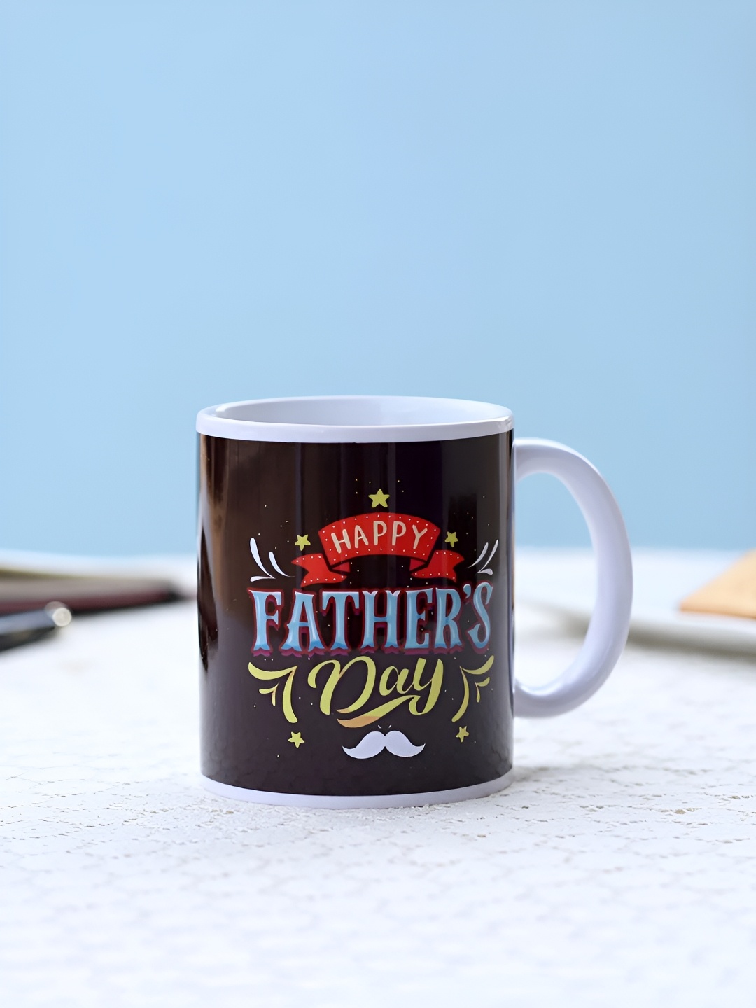 

fnp White & Black Text or Slogans Printed Ceramic Glossy Mug 325ml