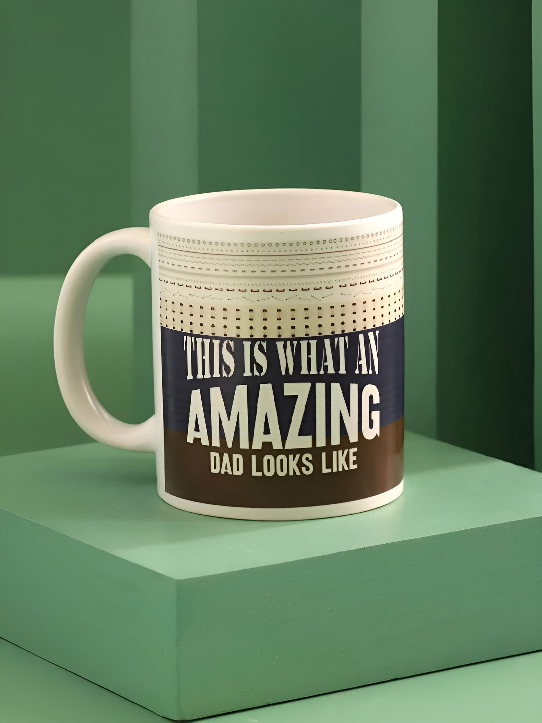 

fnp White & Blue Amazing Dad Printed Ceramic Glossy Mug 325 ml