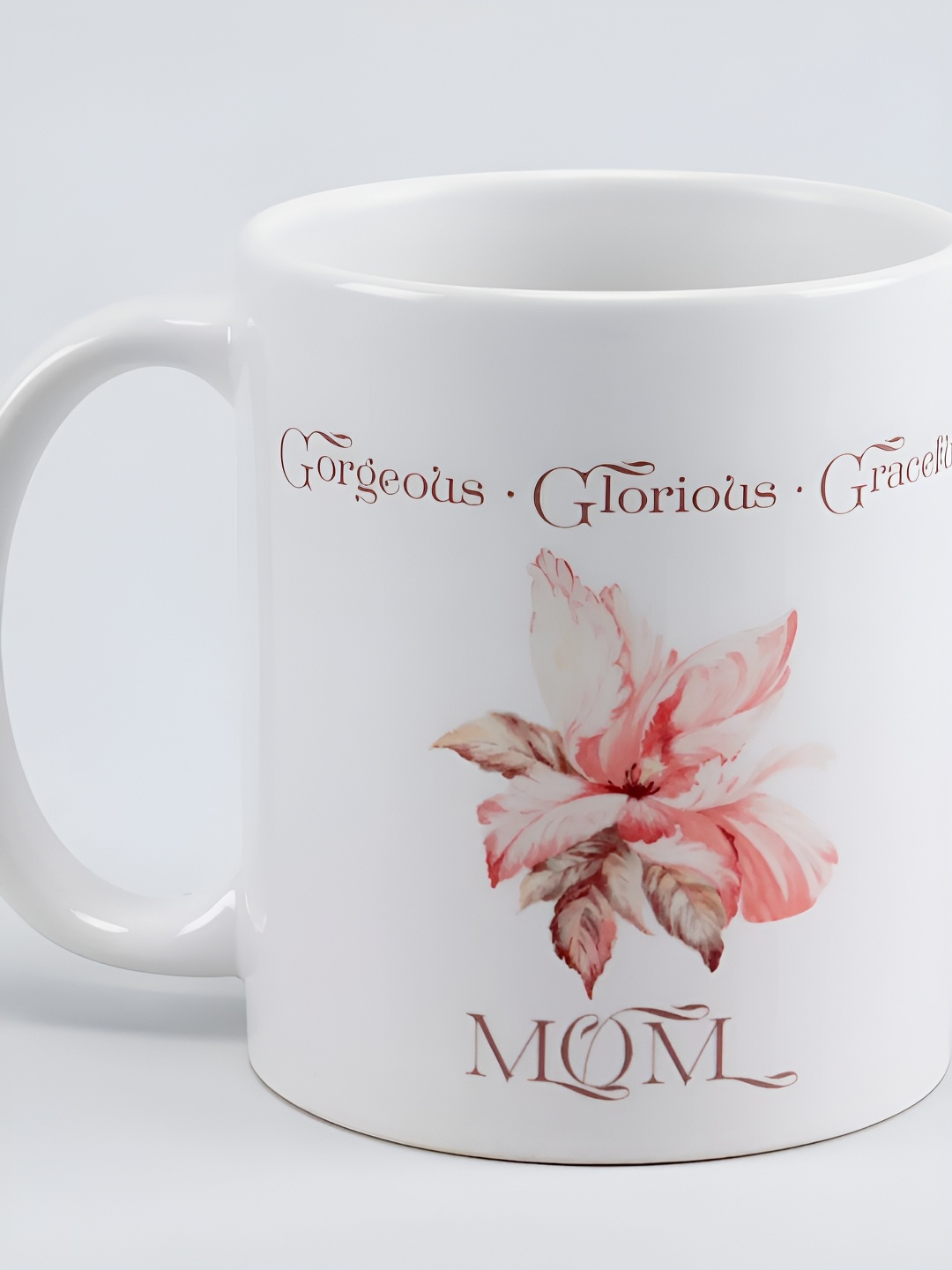 

fnp White & Pink Floral Printed Ceramic Glossy Mug 325ml