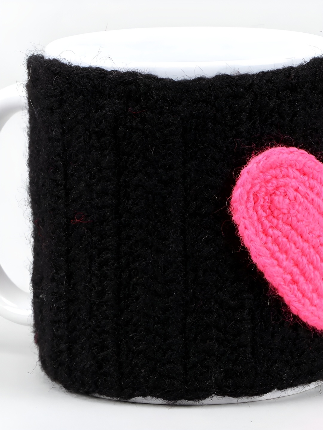 

fnp White & Black Personalised Heart Crochet Covered Ceramic Glossy Mug 325 ml