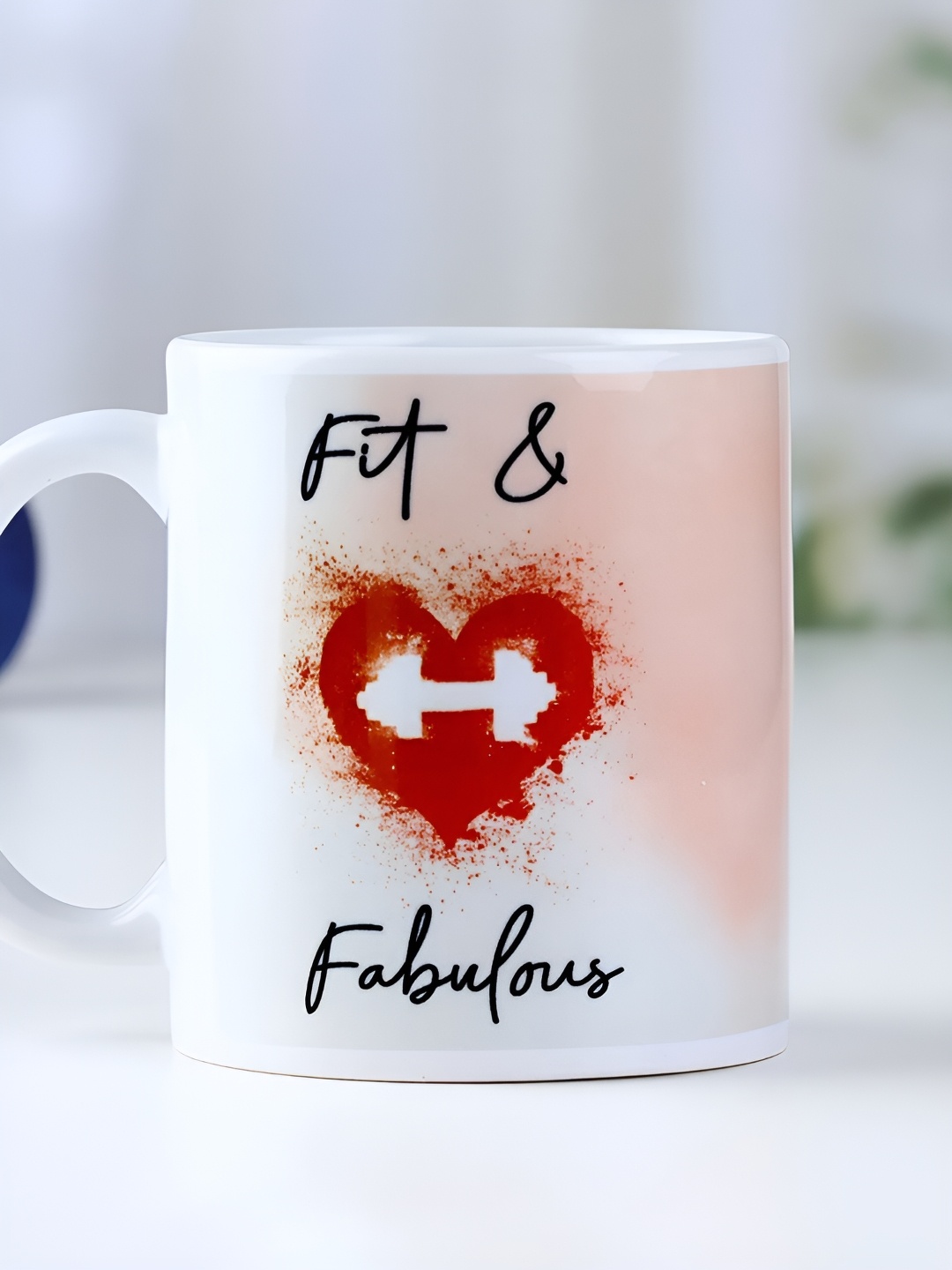 

fnp White & Red Text Or Slogans Printed Ceramic Glossy Mug 325ml