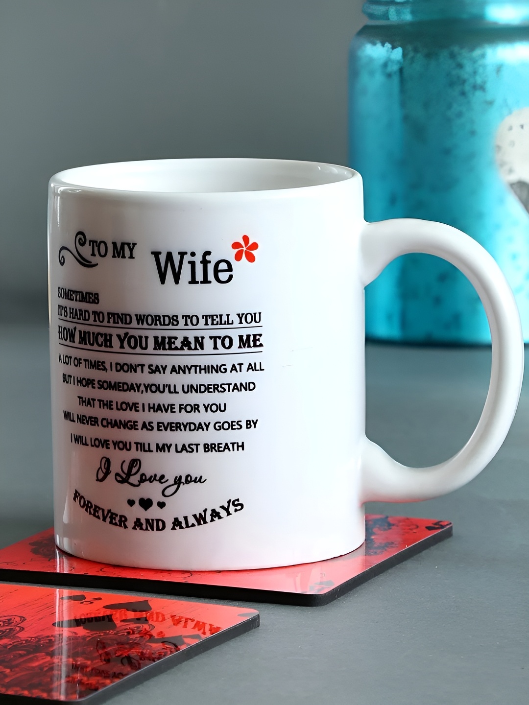 

fnp White & Black Text or Slogans Printed Ceramic Glossy Mug 325ml