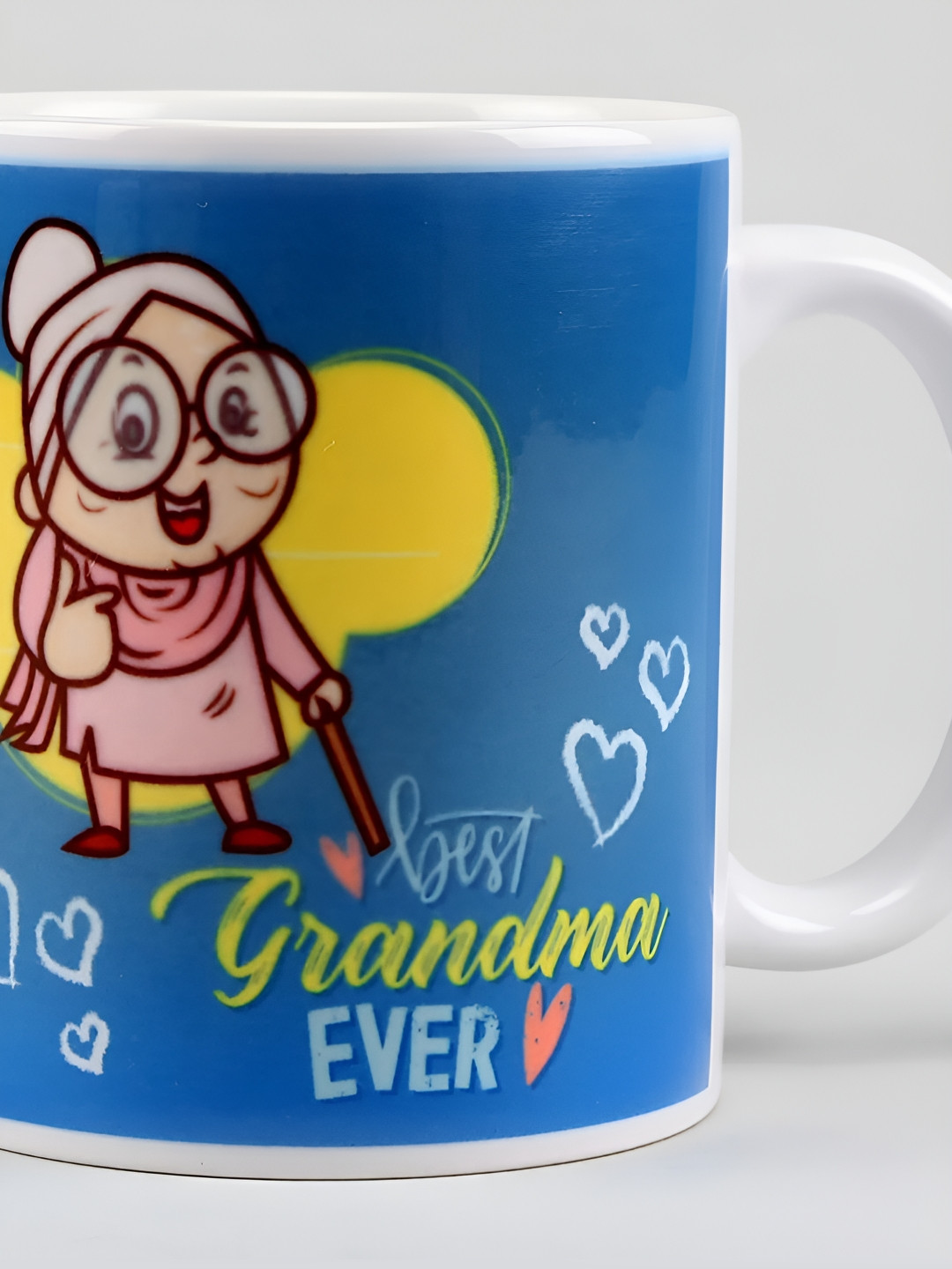 

fnp White & Blue Text or Slogans Printed Ceramic Glossy Mug 325ml