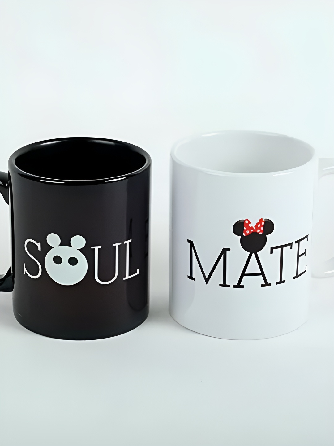 

fnp White & Black 2 Pieces Text or Slogans Printed Ceramic Glossy Mugs 325ml Each