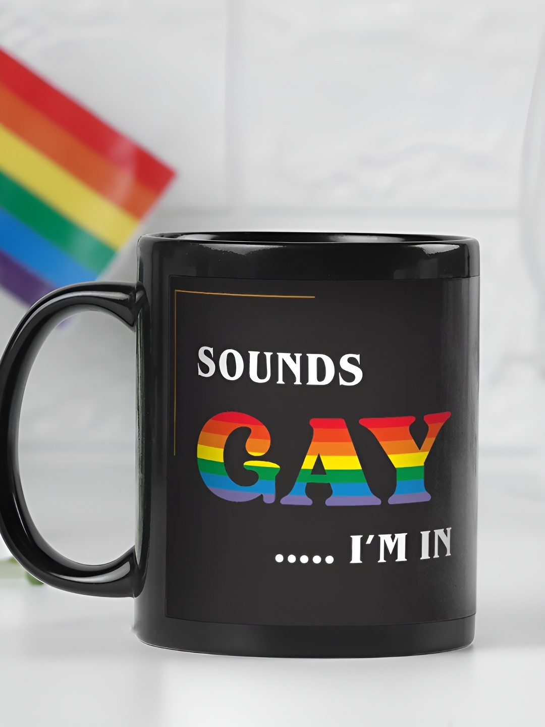 

fnp Black & Red Text or Slogans Printed Ceramic Glossy Mug 325ml