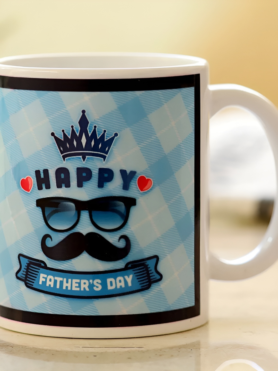

fnp White & Blue Text or Slogans Printed Ceramic Glossy Mug 325ml