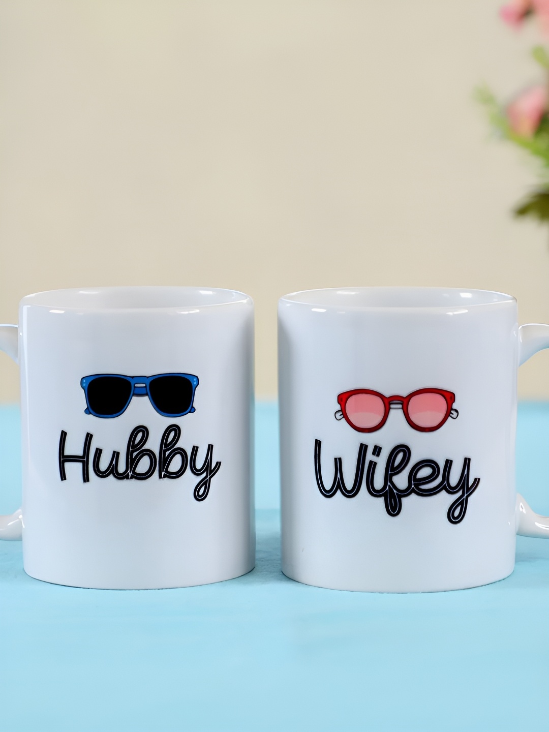 

fnp White & Black 2 Pieces Text or Slogans Printed Ceramic Glossy Mug 325ml Each