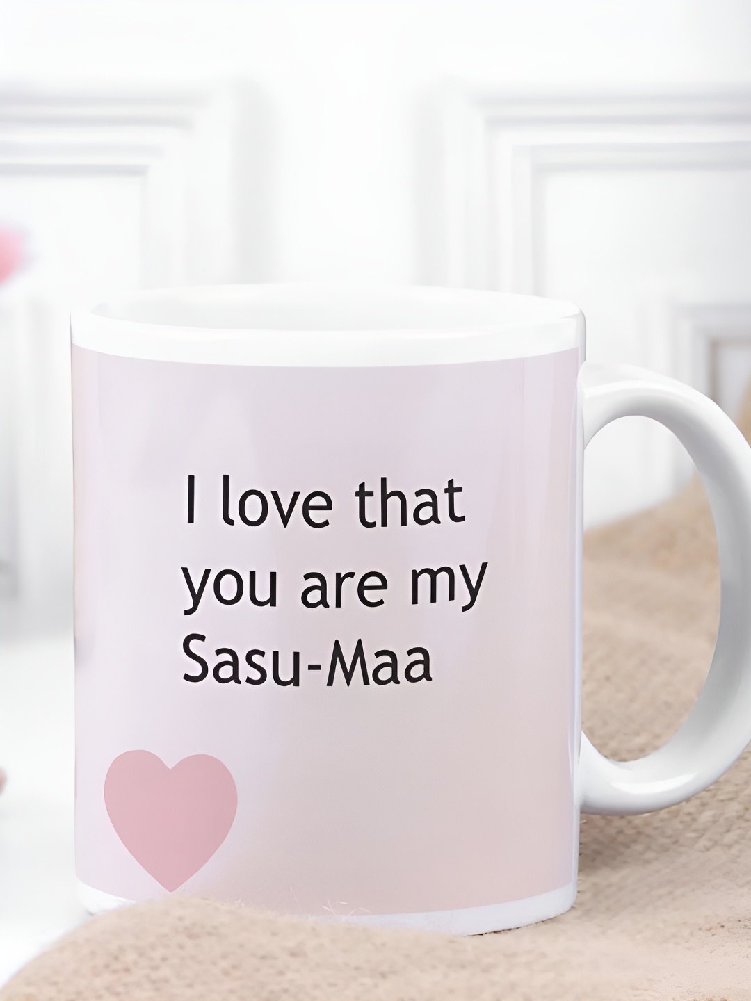 

fnp White & Pink Text Or Slogans Printed Ceramic Glossy Mug 325ml