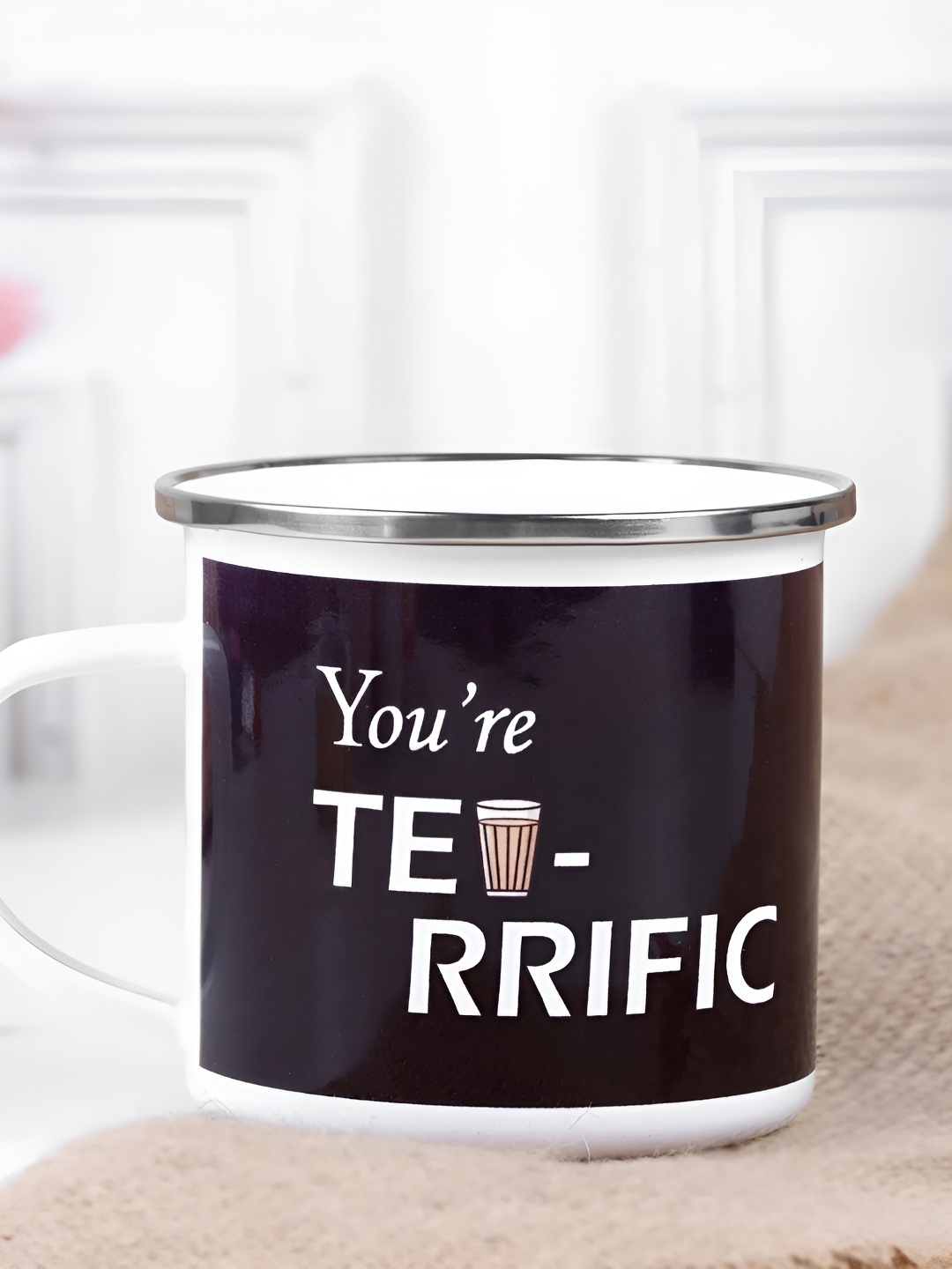 

fnp White & Black Text or Slogans Printed Ceramic Glossy Mug 325ml