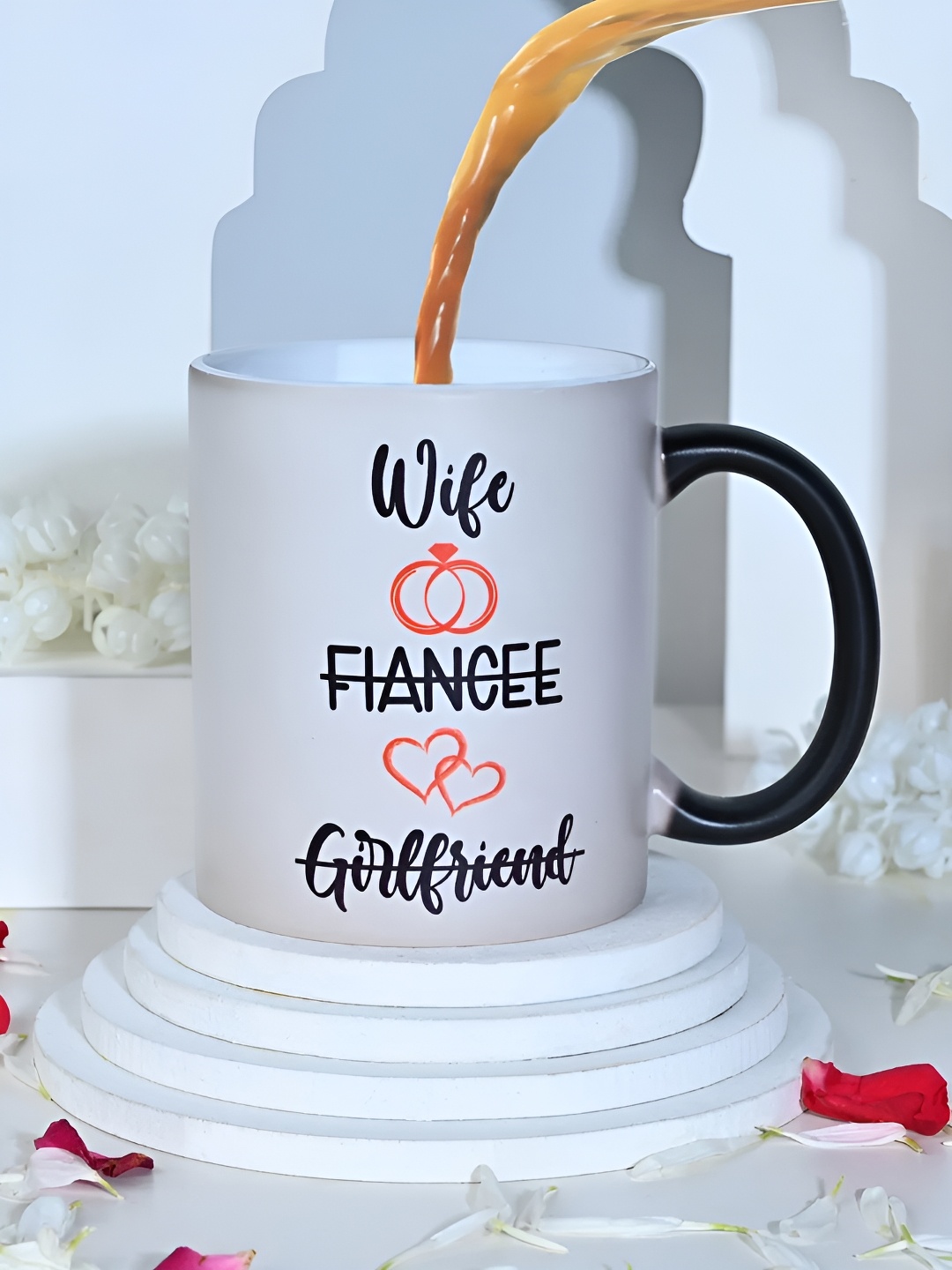 

fnp White & Black Text or Slogans Printed Ceramic Glossy Mug 325 ml