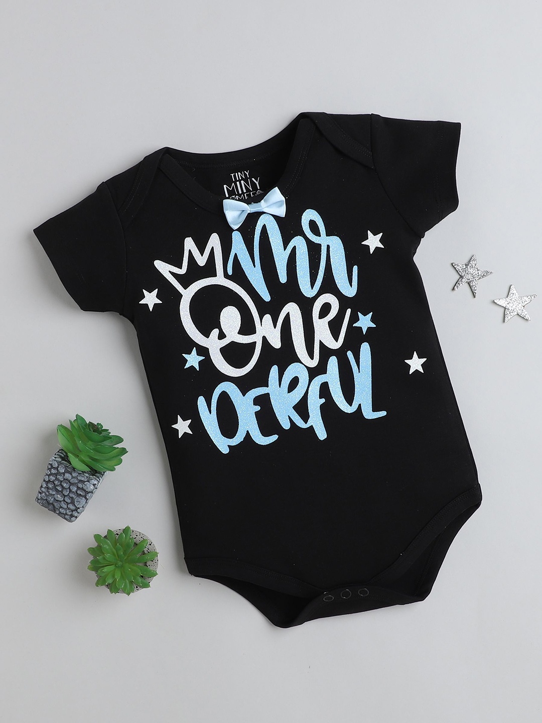 

TINY MINY ME Infant Boys Printed Bodysuit, Black