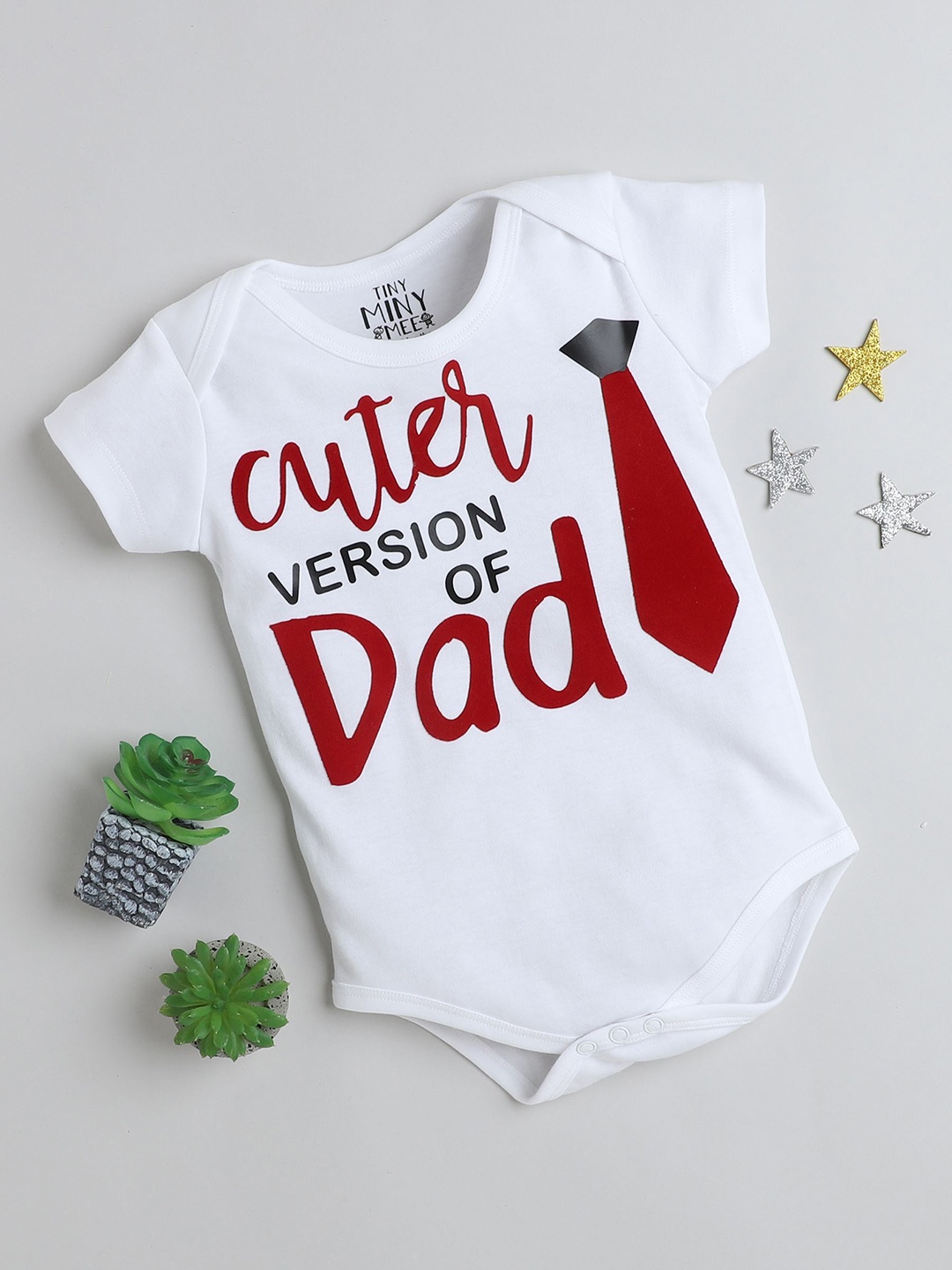 

TINY MINY ME Infant Boys Printed Short Sleeves Bodysuit, White