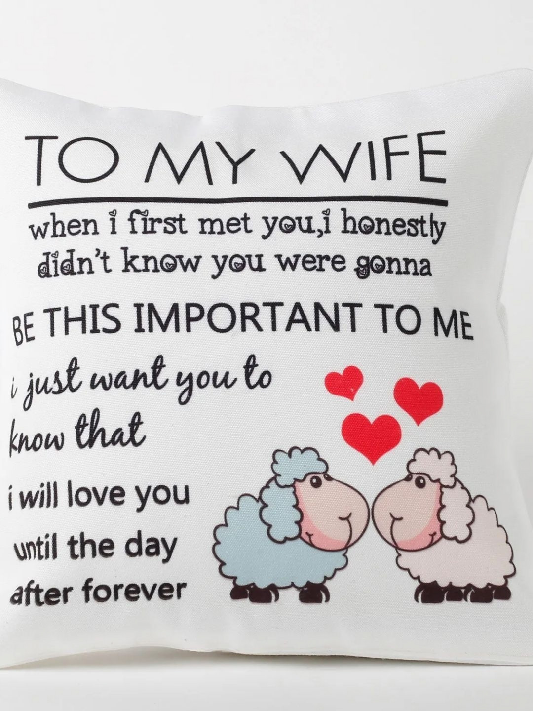 

fnp White & Black To My Wife Printed Square Pre Filled Cushion