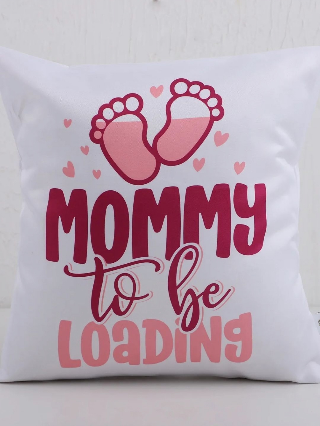 

fnp White & Pink Mommy In The Making Printed Square Pre Filled Cushion