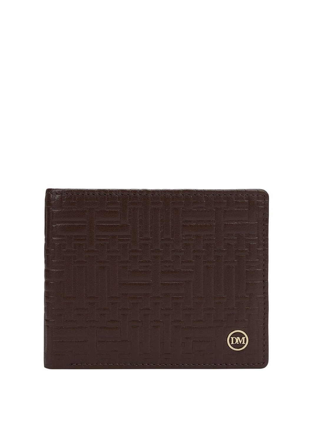 

Da Milano Men Textured Leather Two Fold Wallet, Brown