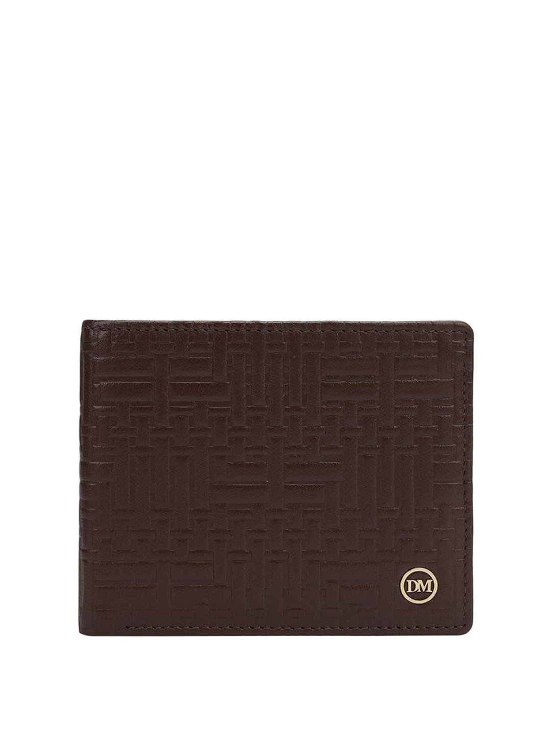 

Da Milano Men Textured Leather Two Fold Wallet, Brown