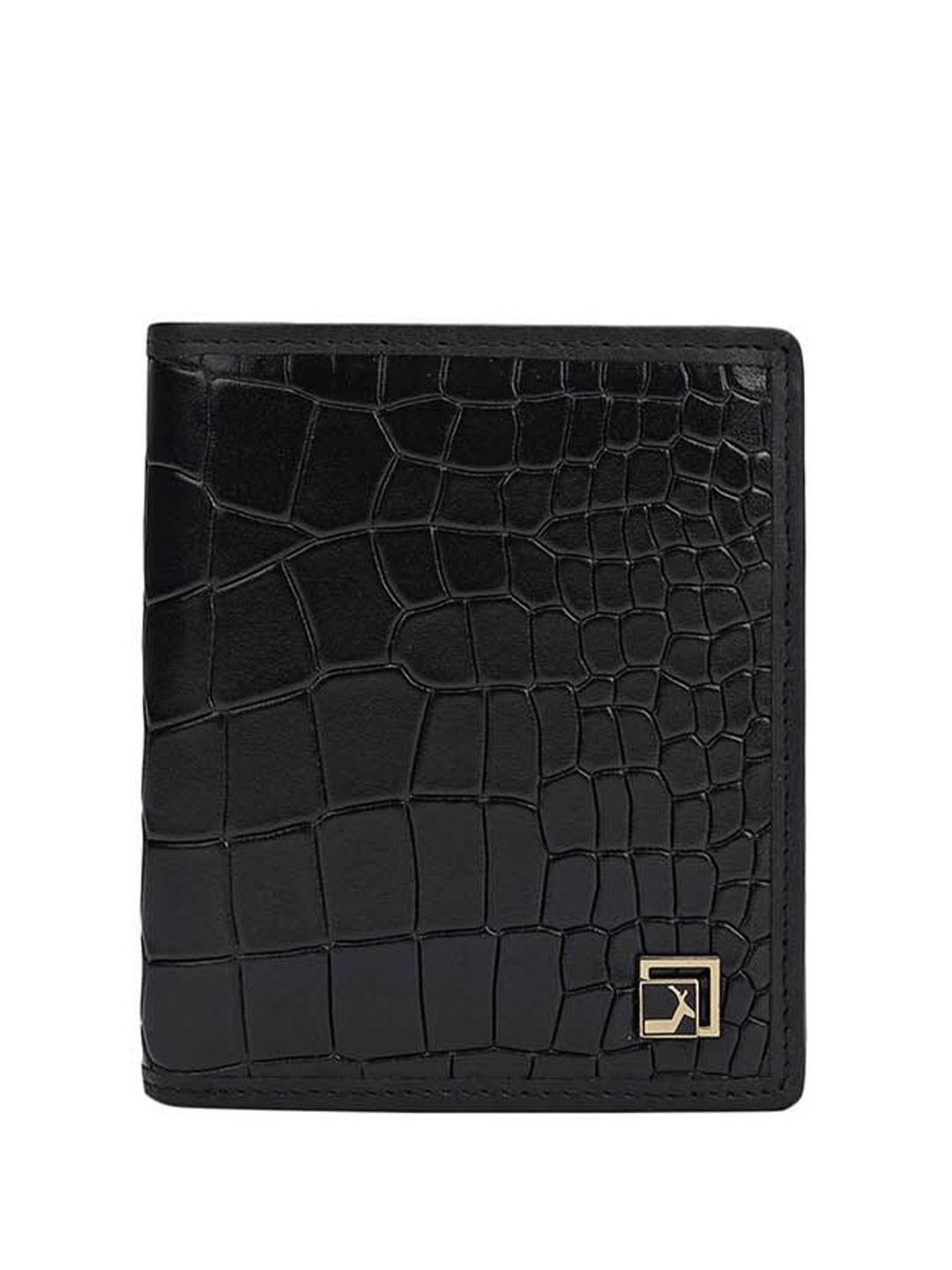 

Da Milano Men Textured Leather Two Fold Wallet, Black