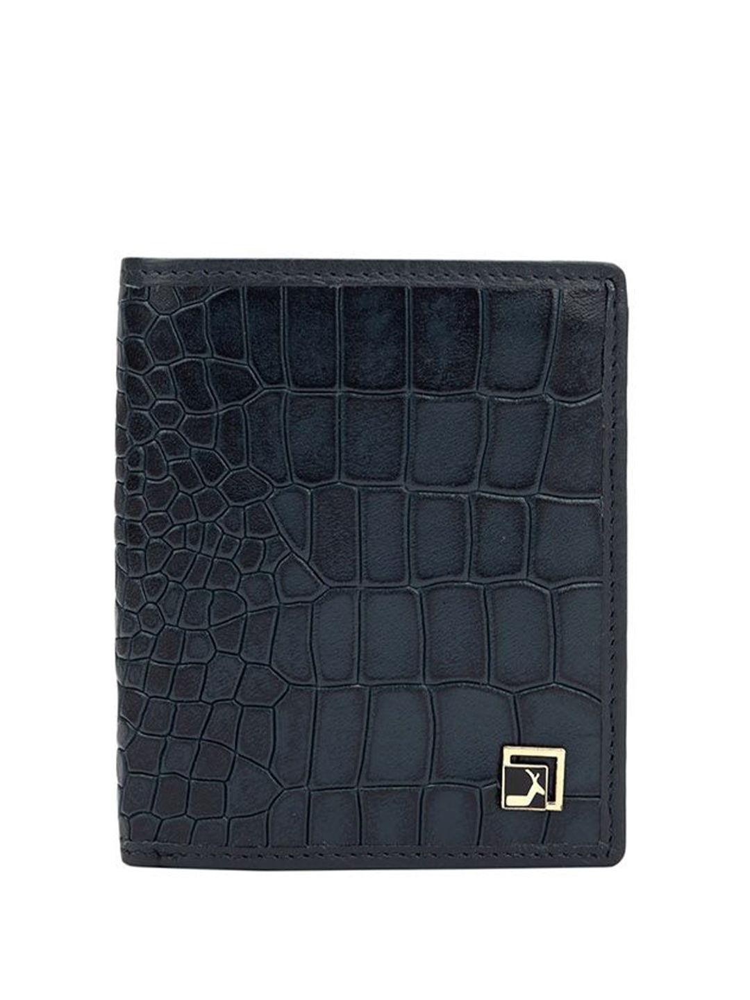 

Da Milano Men Textured Leather Three Fold Wallet, Blue