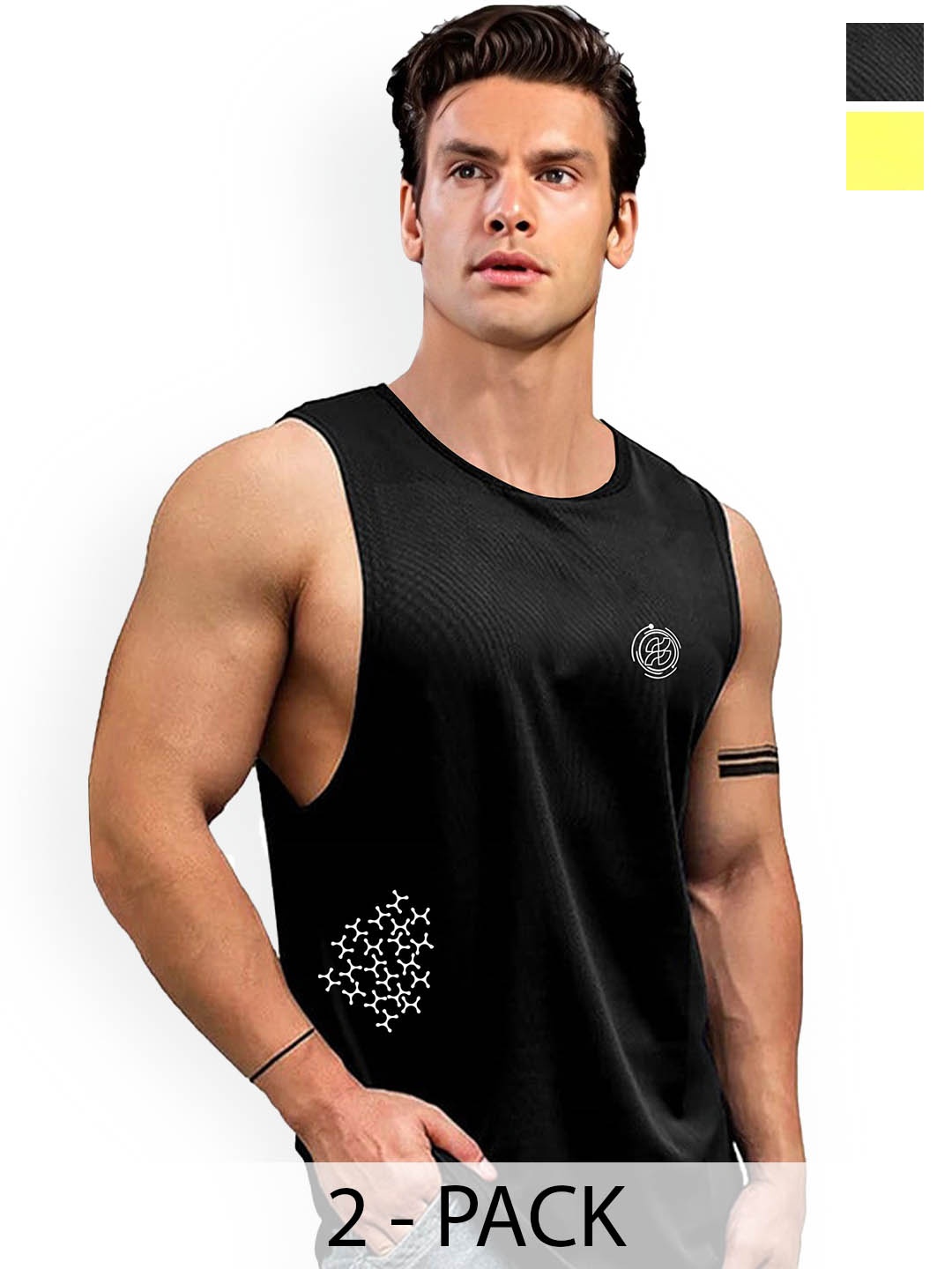 

AUSK Men Pack Of 2 Printed Gym Innerwear Vests A743+753, Black