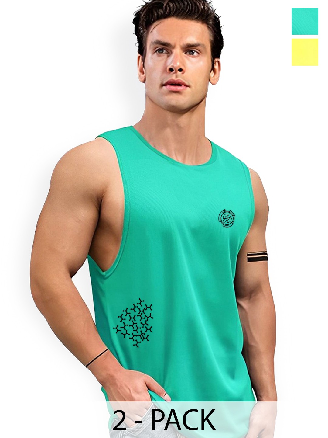 

AUSK Pack Of 2 Printed Sleeveless Innerwear Vests A754+767, Yellow
