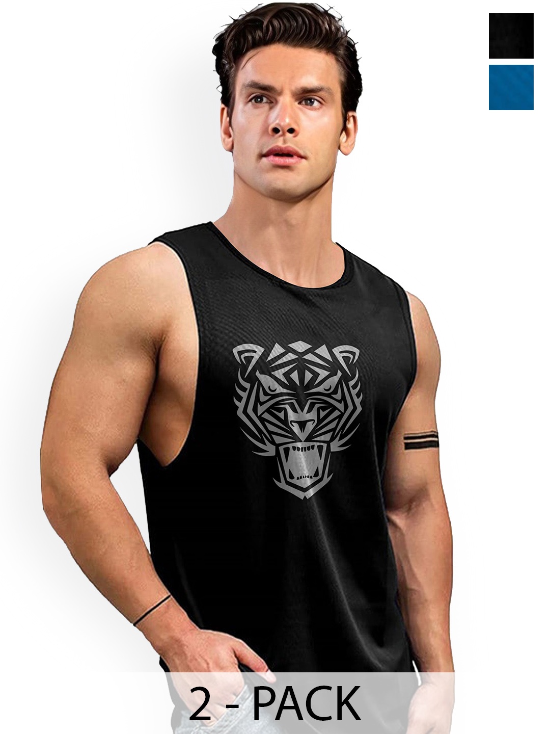 

AUSK Pack Of 2 Printed Gym Innerwear Vests A716+728, Teal