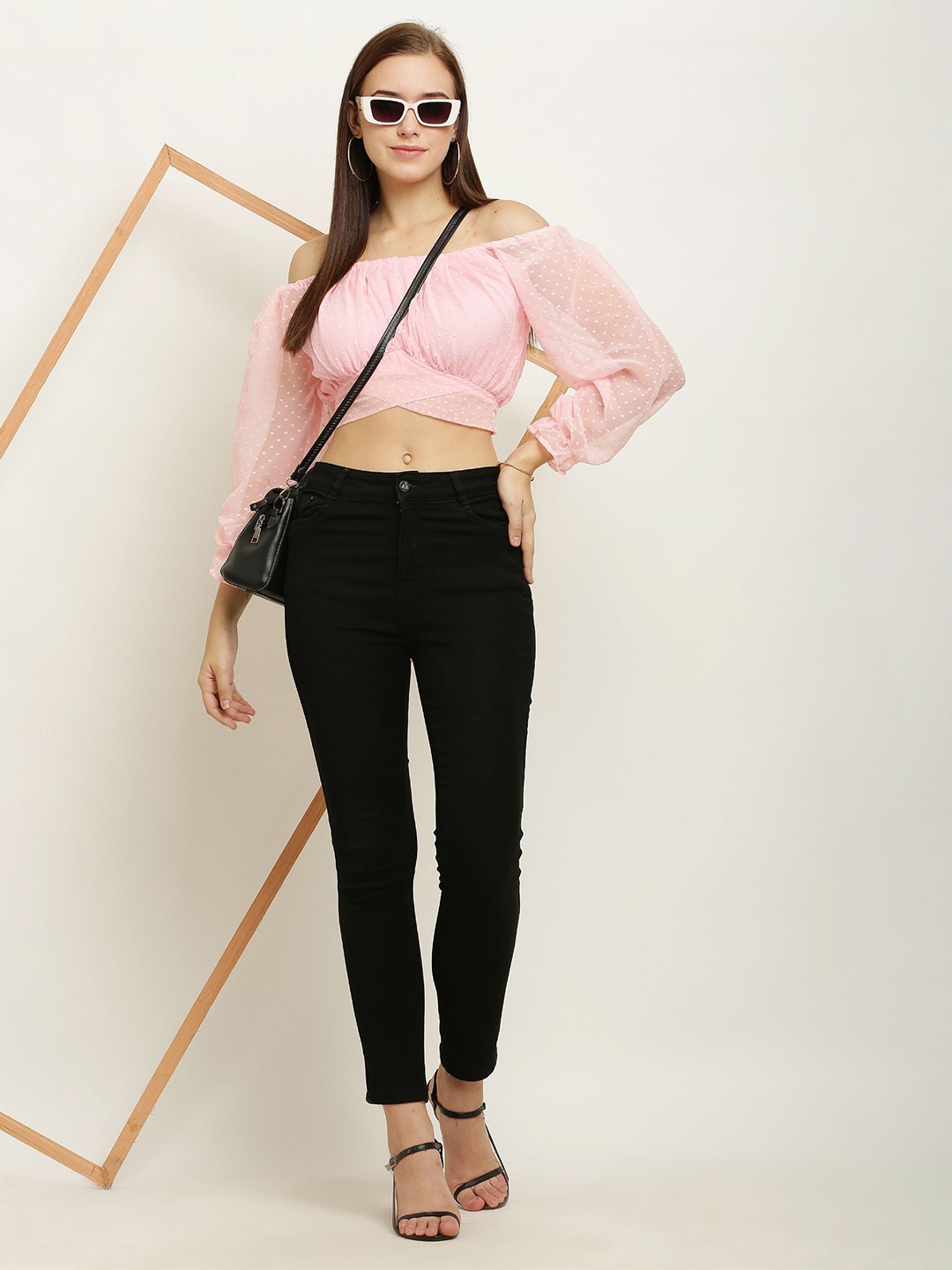 

BAESD Women Square Neck Styled Back Crop Top, Pink