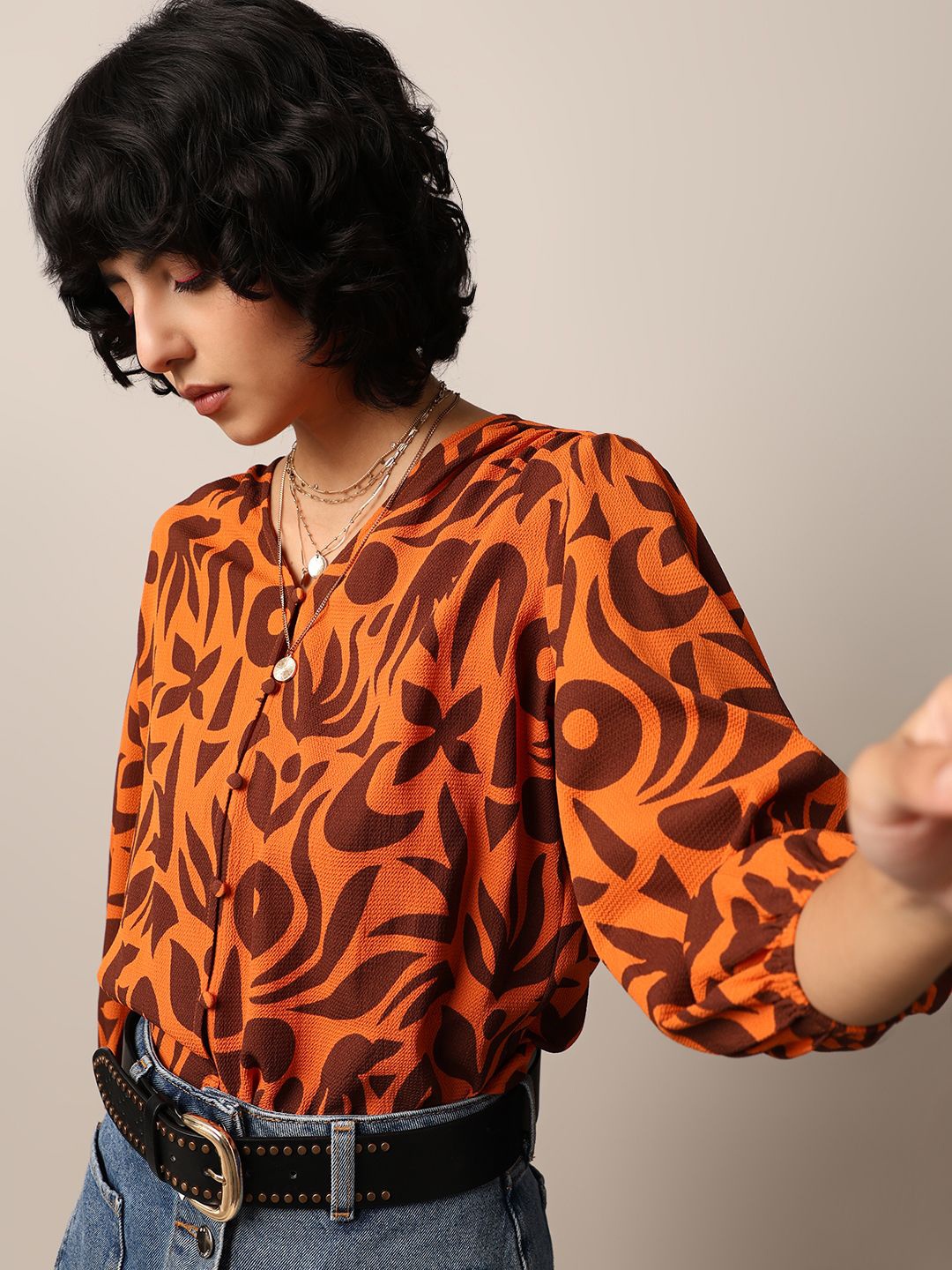 

ONLY womens Blouson Top, Orange