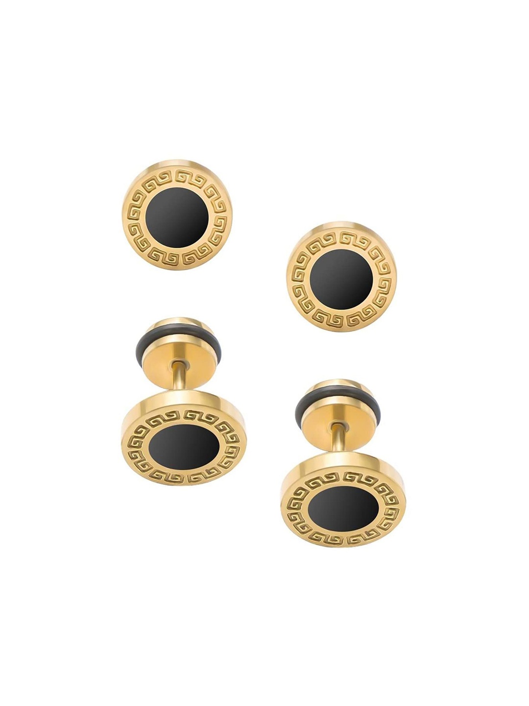 

VAGHBHATT Men Stainless Steel Studs Earrings, Gold