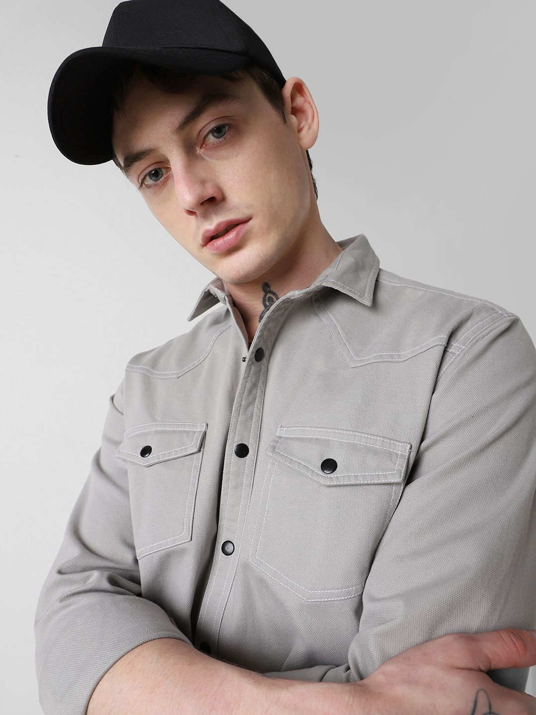 

VASTRADO Men Classic Slim Fit Opaque Casual Shirt, Grey