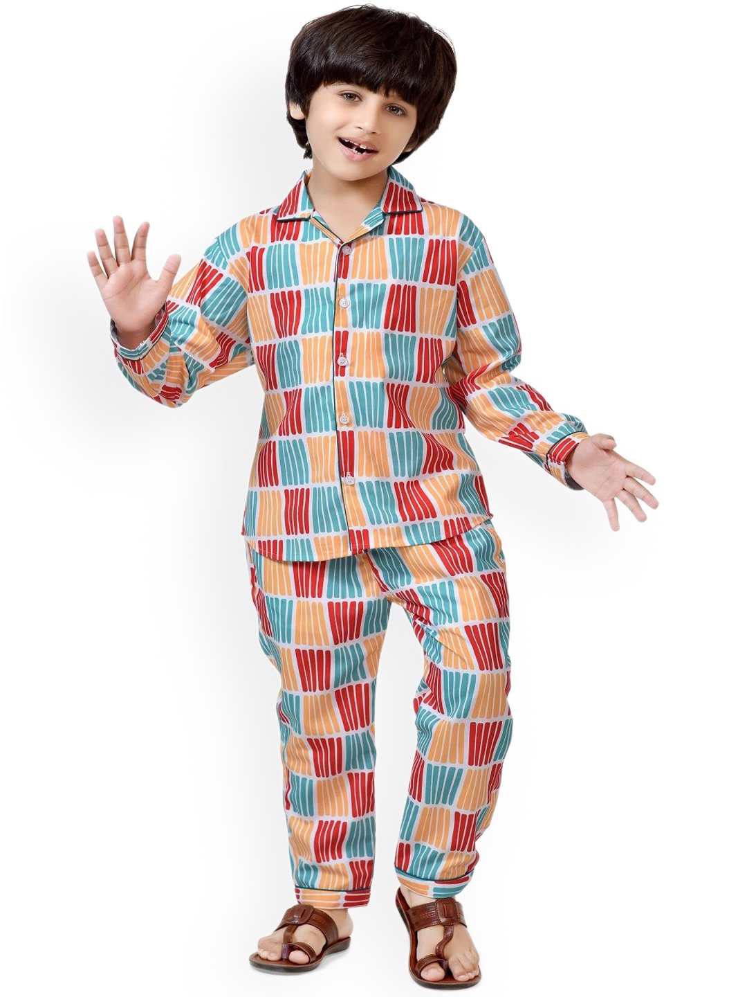 

BAESD Boys Printed Pure Cotton Night Suit, Red