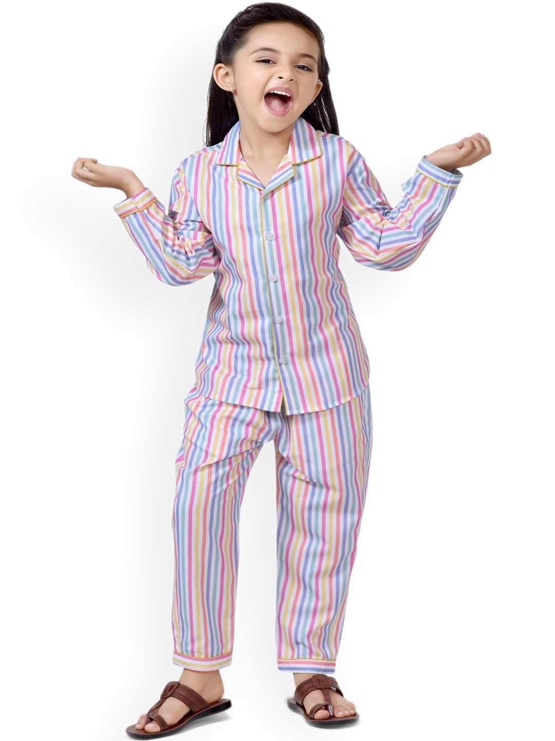 

BAESD Girls Striped Pure Cotton Clothing Set, White