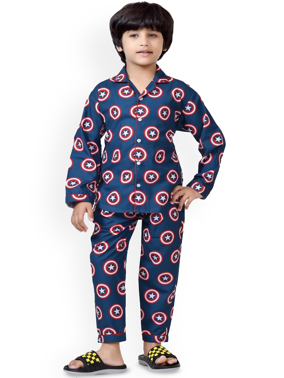 

BAESD Boys Printed Captain America Shirt with Trousers, Blue