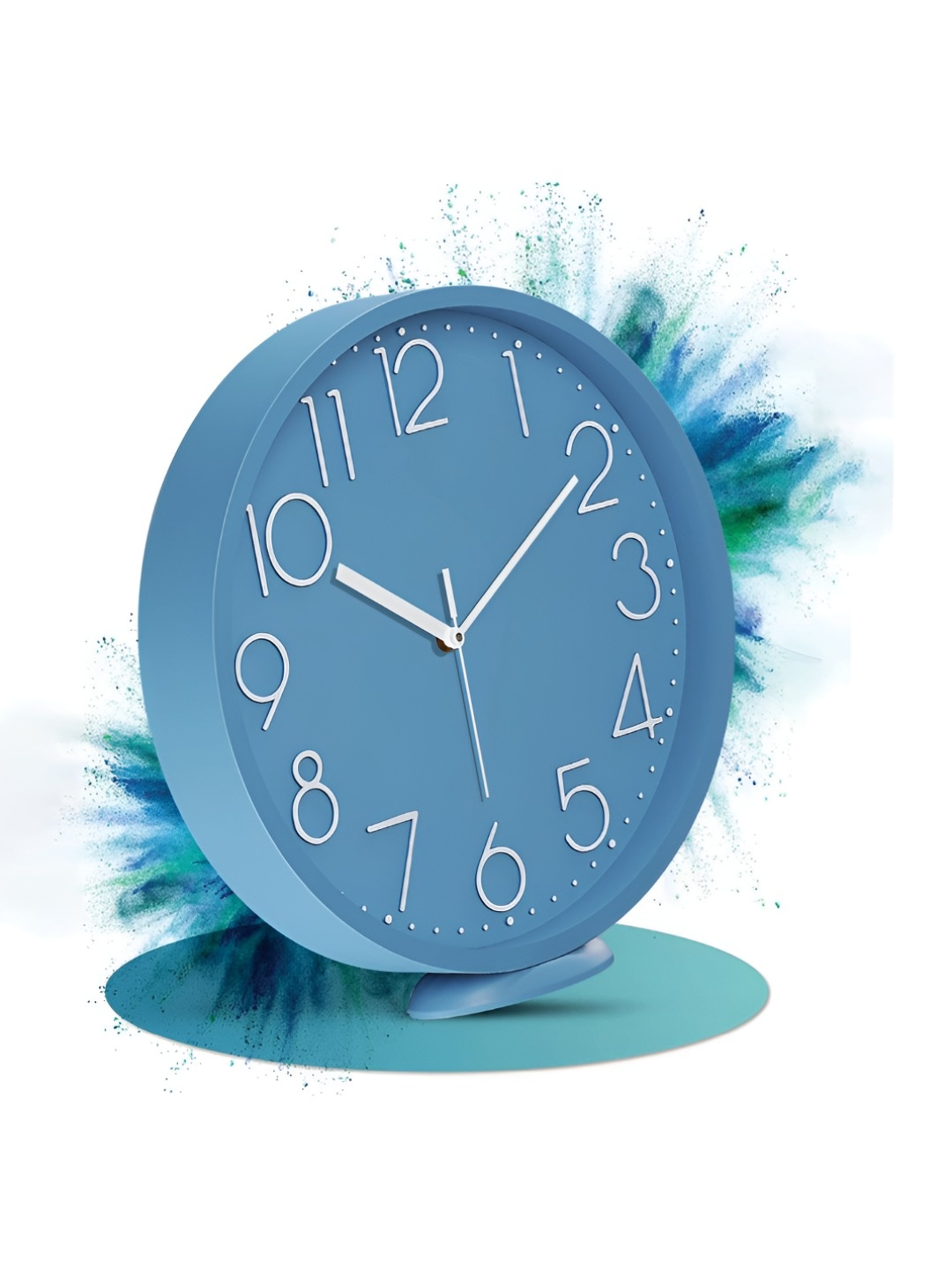 

RANDOM Blue & Silver-Toned Contemporary Round Table Clock