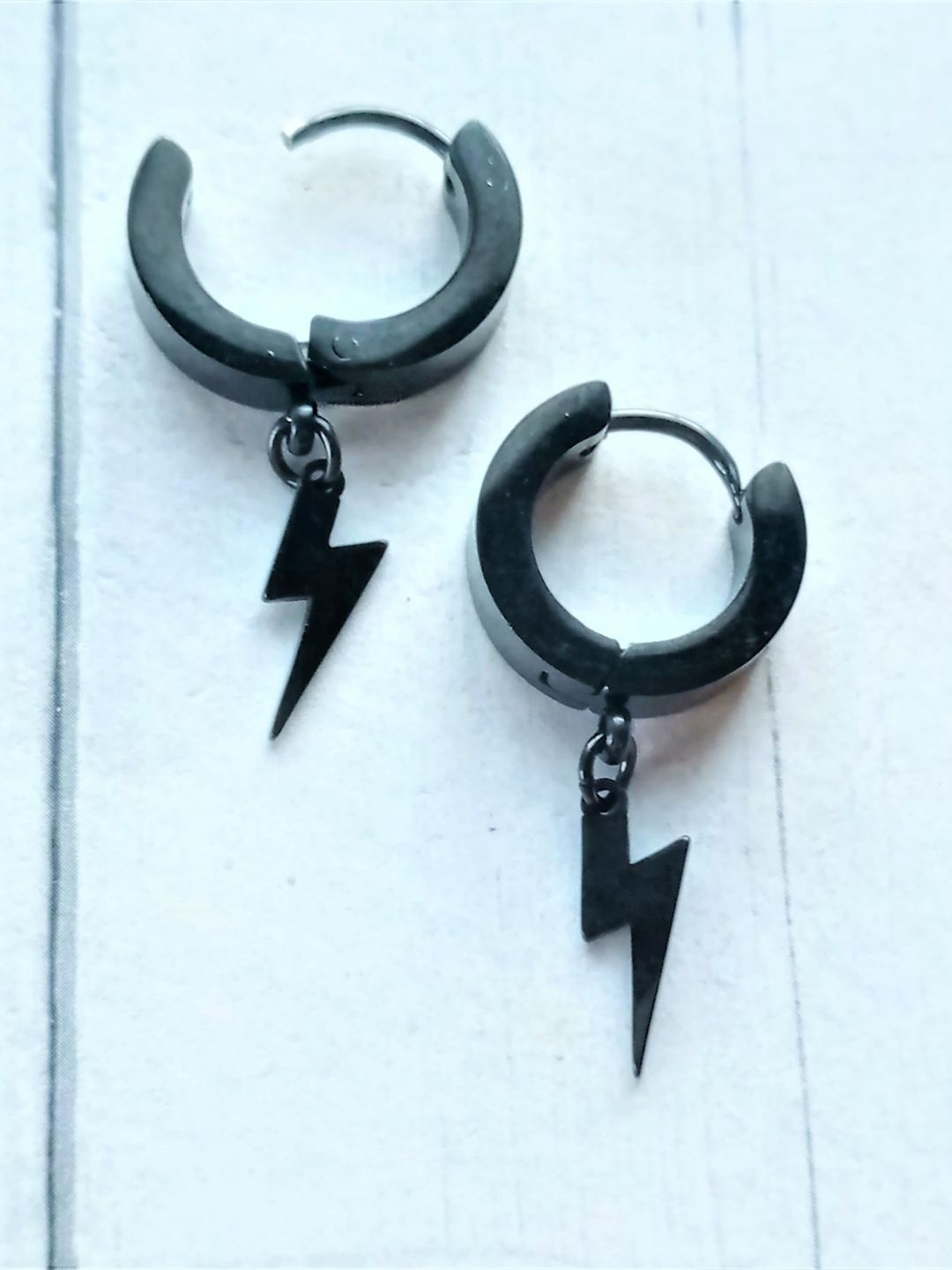 

Krelin Men Stainless Steel Classic Hoop Earrings, Black
